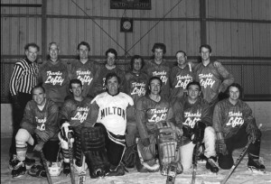 Lefty's hockey buddies wished him well, with some friendly competition, in his final season as Milton's head coach.