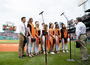 Milton Students Sing National Anthem at Fenway Park